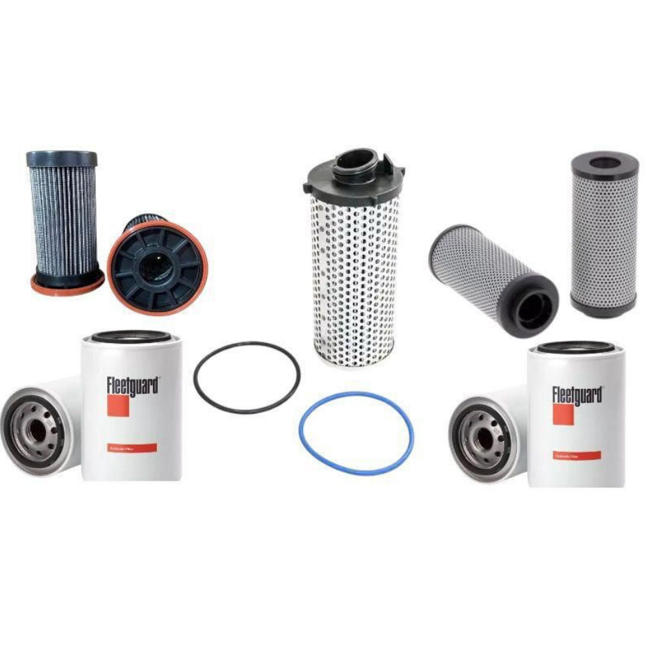 Filtros hidráulicos – Responsável por manter o óleo hidráulico limpo, evitando desgaste prematuro de bombas e válvulas. A troca correta previne falhas e paradas inesperadas da máquina.