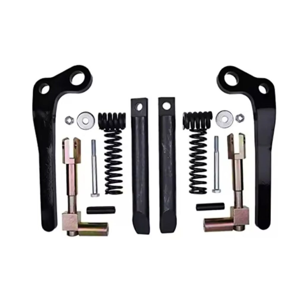 Itens do Bob-Tach – Garantem o acoplamento rápido e seguro dos implementos, proporcionando mais agilidade na troca de acessórios e evitando folgas ou falhas na operação.